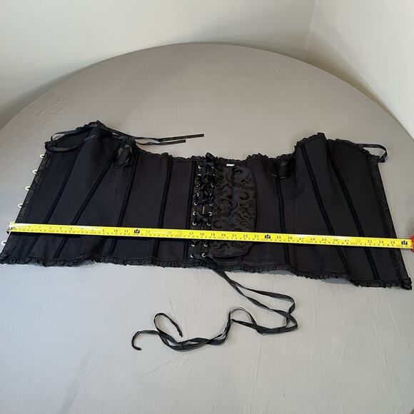 Victorian Gothic Corset Top Size 3XL Black Brocade Lace-Up Bustier Steampunk - Picture 3 of 5